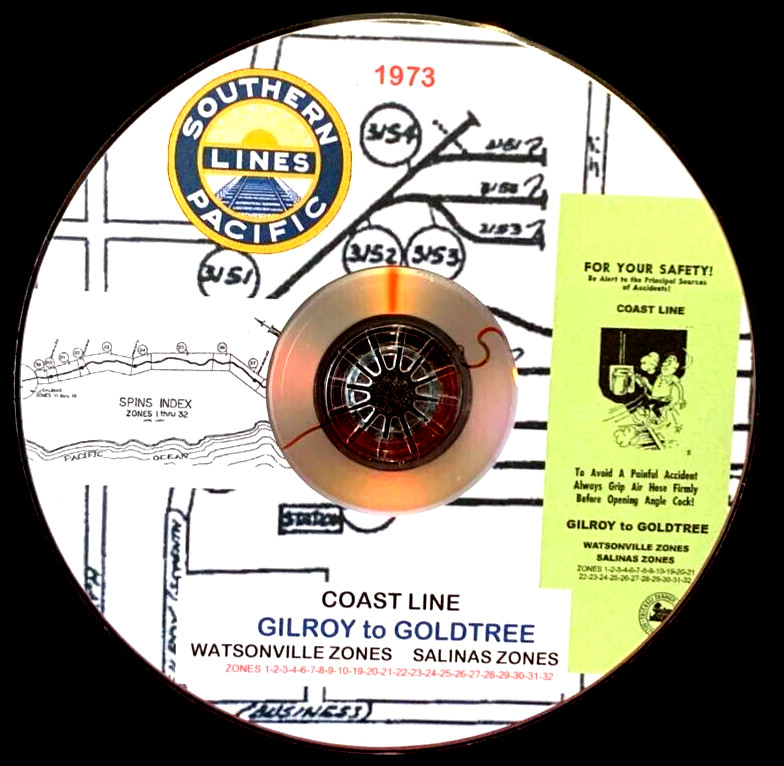 Southern Pacific RR 1973 Coast Line Gilroy to Goldtree SPINS PDF pages on DVD