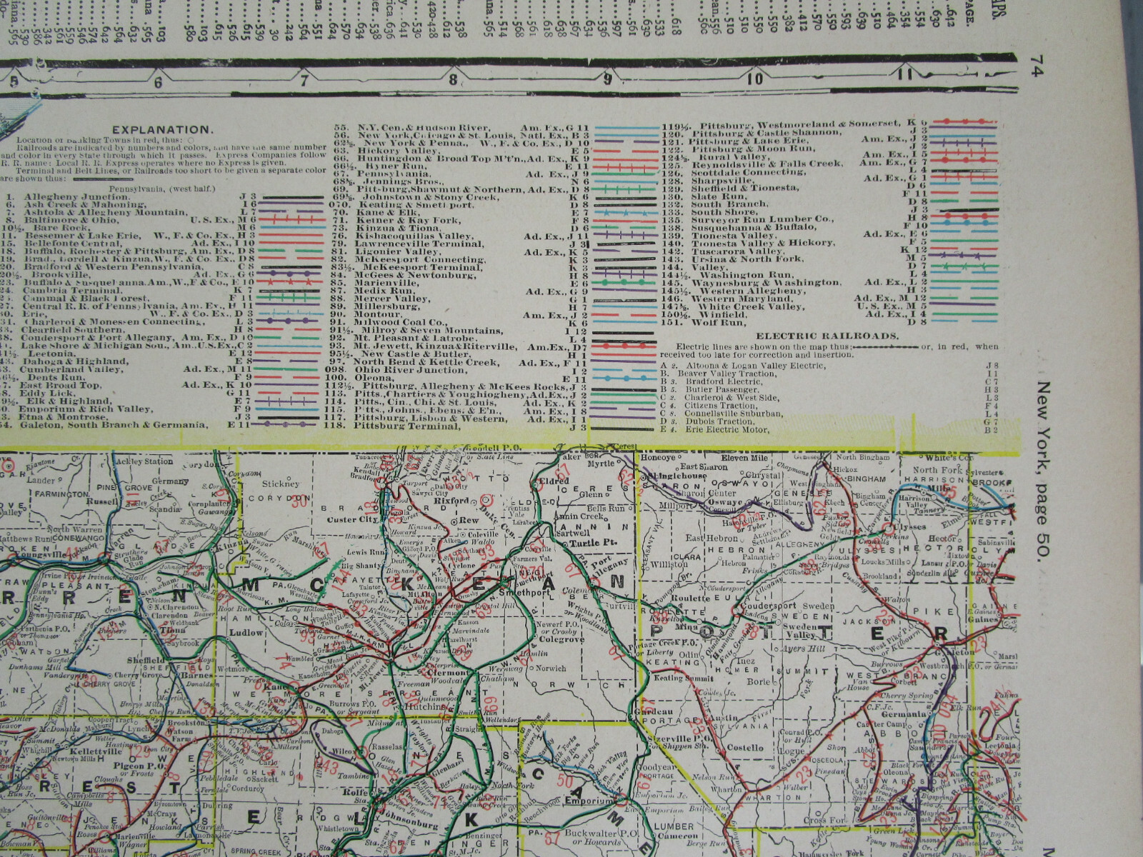 PA 1903 WESTERN PENNSYLVANIA Cram STEAM / INTERURBAN ELECTRIC RAILROAD Map