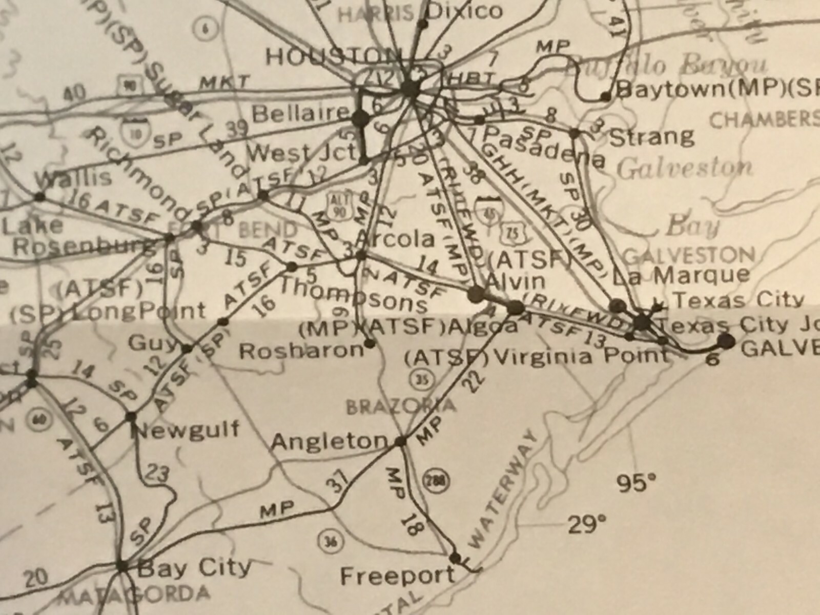 Vintage 1975 Texas(South) Transportation Map●Fed’l Railroad Adminstrat’n●11″x17″