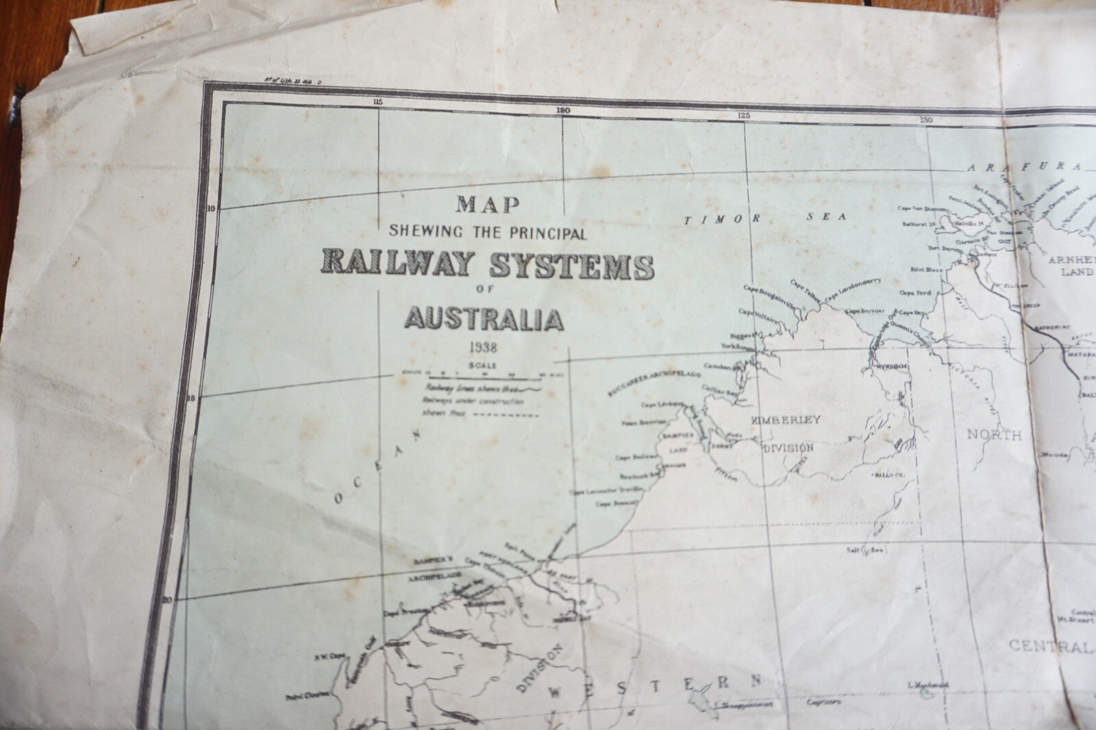 1938 New South Wales Australia Railway System Two Sided Map