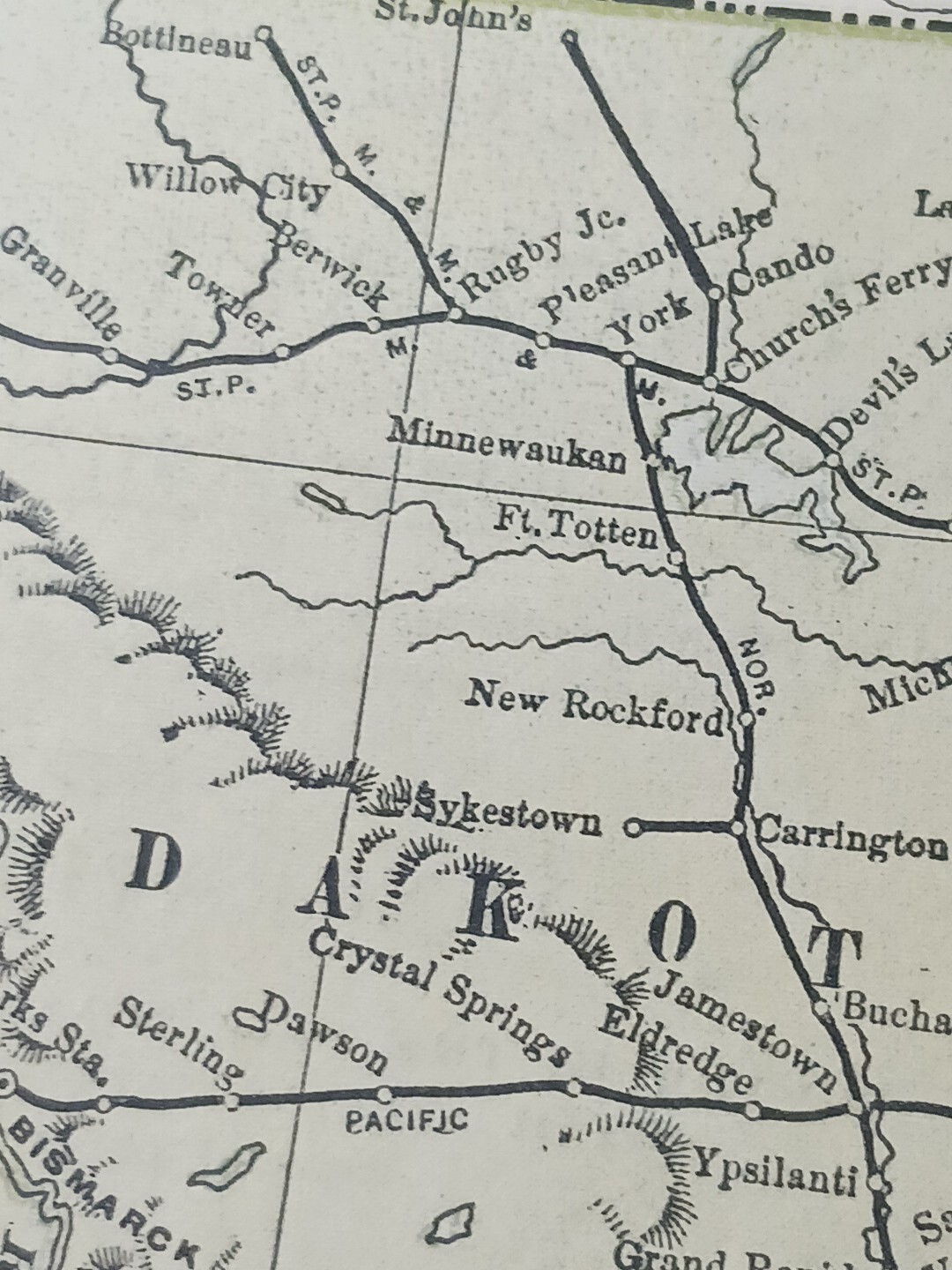 1890 Antique Railway Map Minnesota Dakota ALL Railroad Lines Train Depots 9″x11″