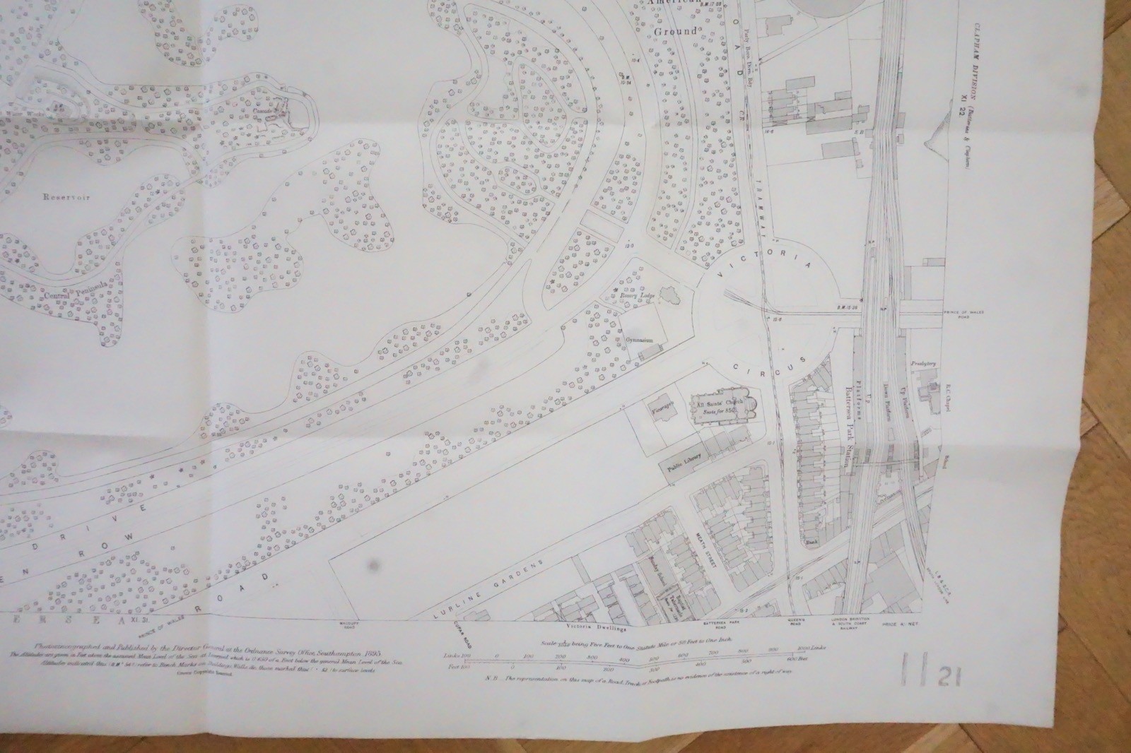 1896 Battersea Park & Station London Railway OS Railway Map **