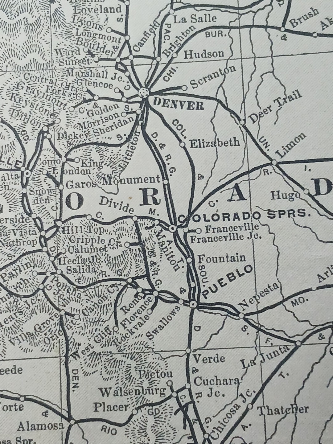 1901 Railroad Map Utah Colorado Arizona New Mexico all Train Route Lines 9×11″