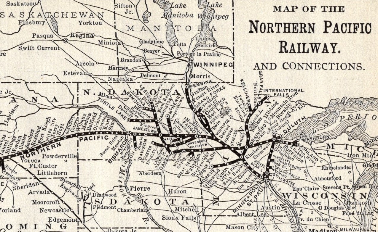 1908 Antique Northern Pacific Railway Map Railroad Map 1630