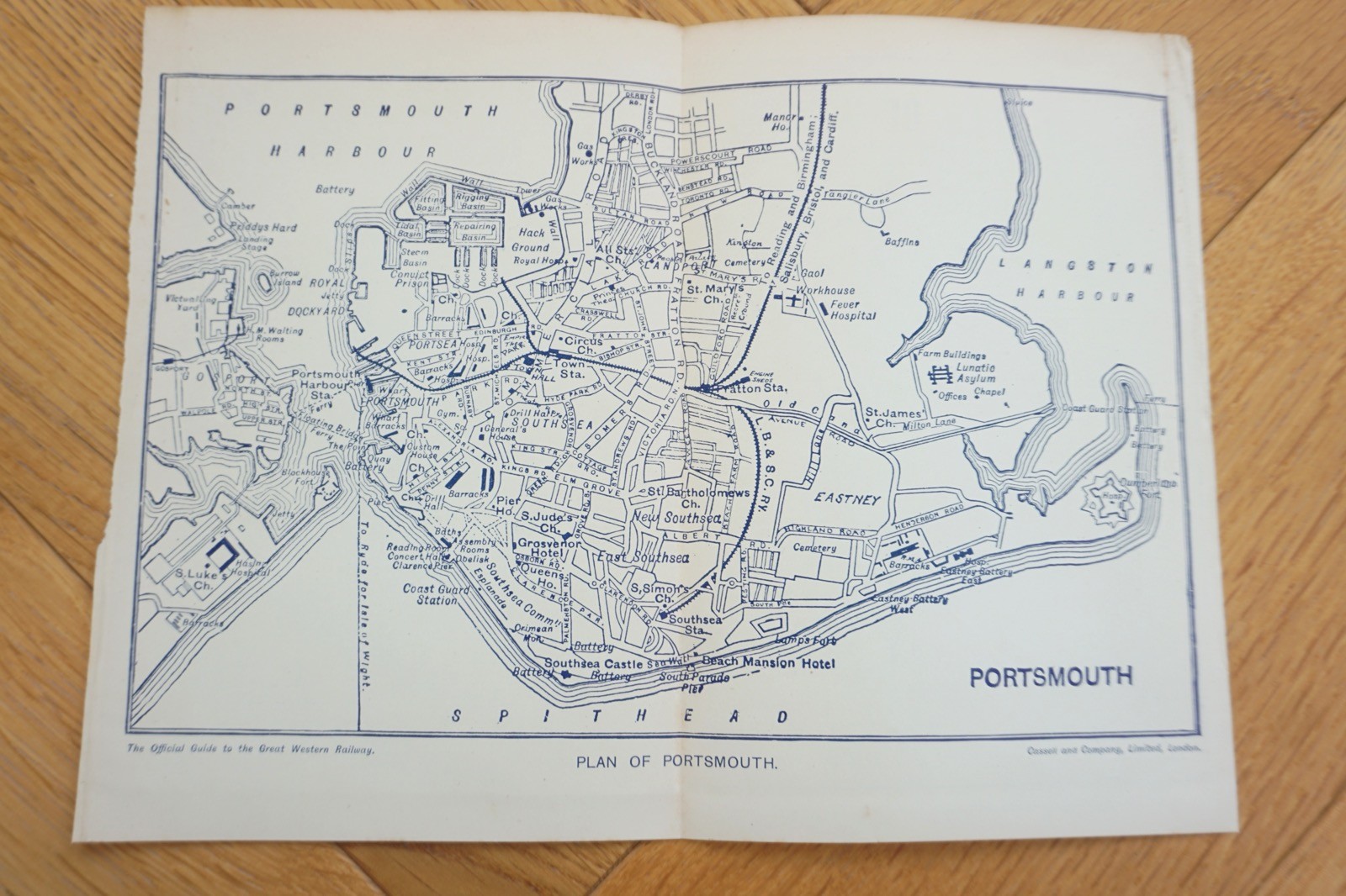 1909 GWR Portsmouth Original Railway Map