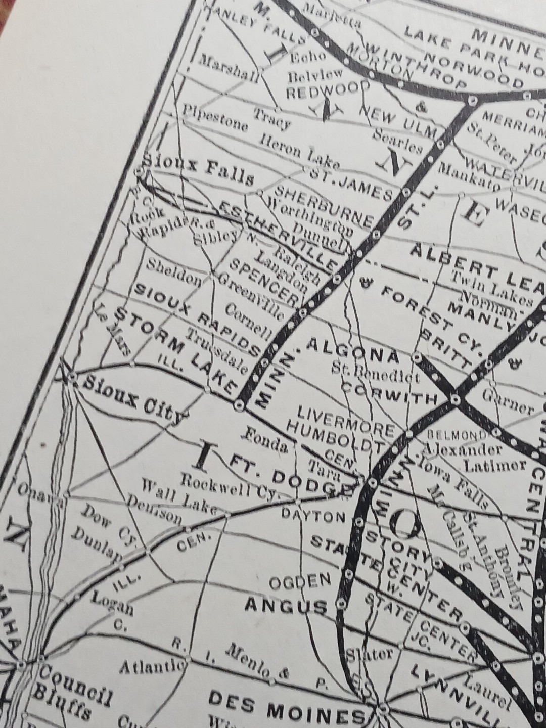~1904 Train Route Map IOWA CENTRAL RAILWAY all Railroad Lines Marked Vintage Map