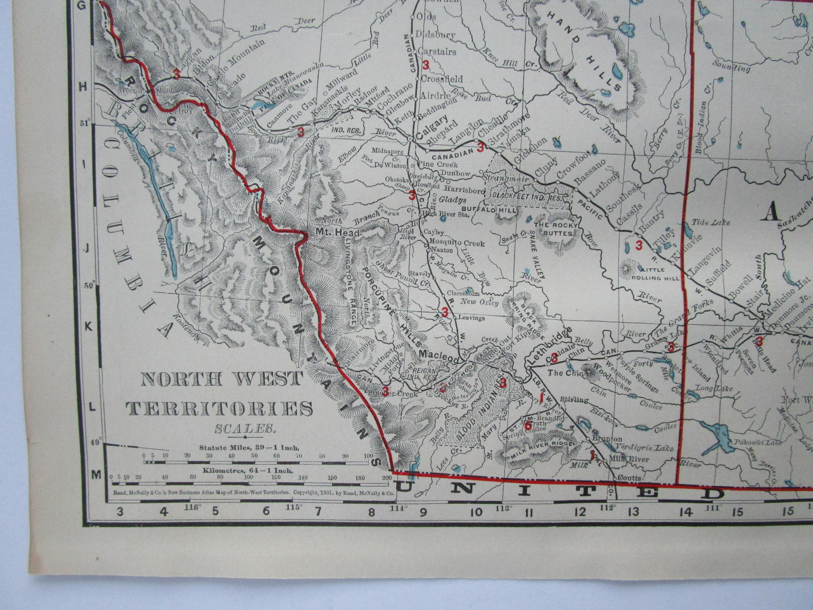 Lg 1901 CANADA NORTHWEST TERRITORIES RAILROAD Map McN Business ST MARYS RIVER RR
