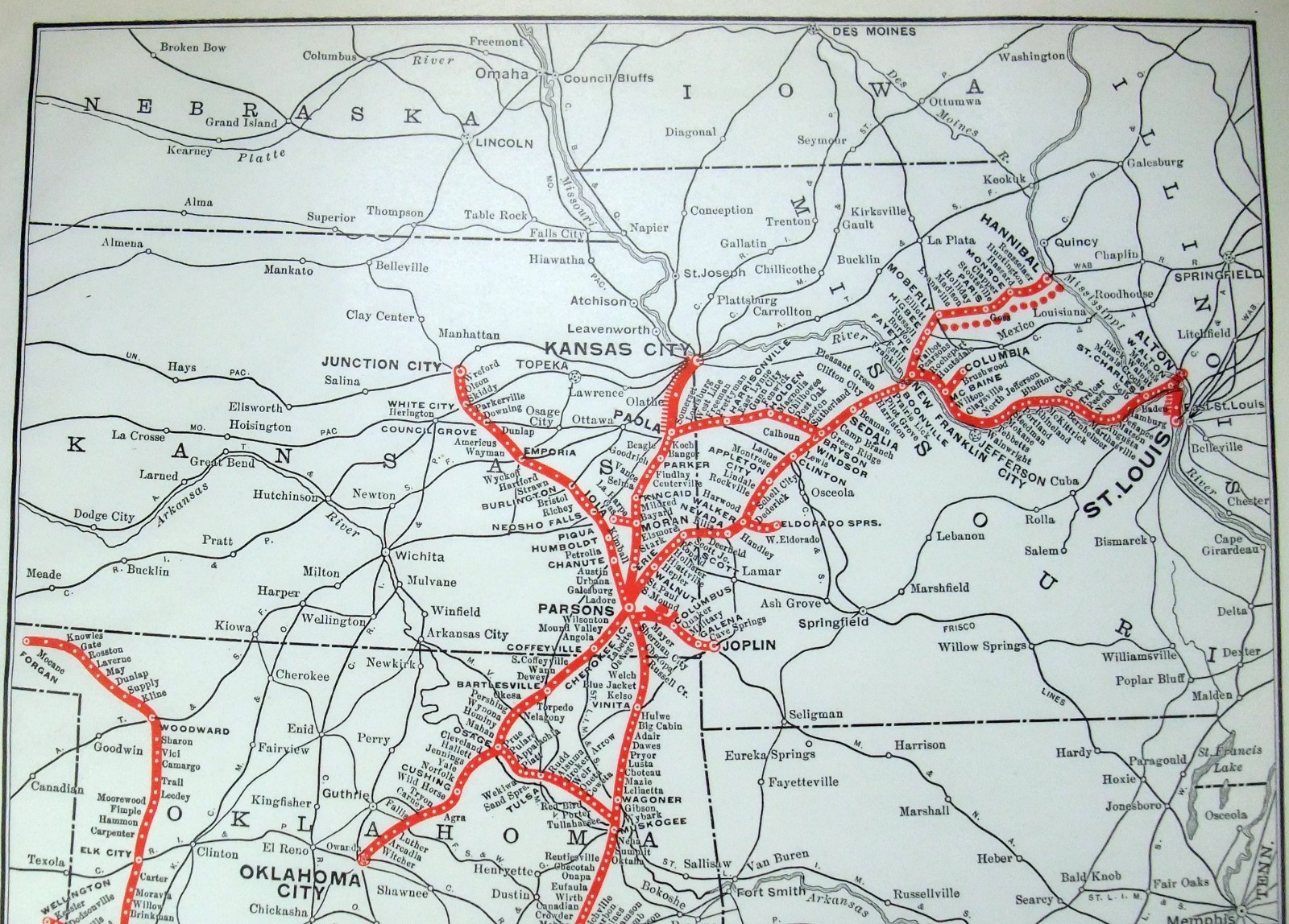 Missouri Kansas Texas Lines Original 1925 Railroad Map by Poor’s Publishing MKT