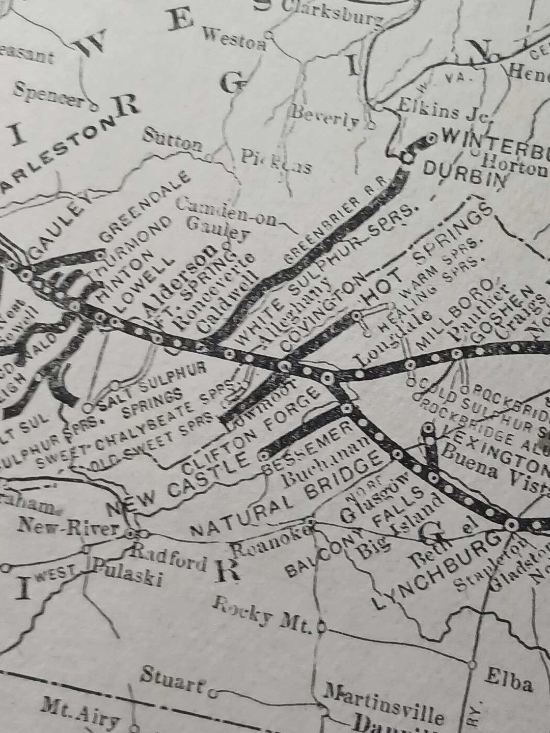 1910 Train Route Map CHESAPEAKE & OHIO RAILWAY all Lines & Stations Connections