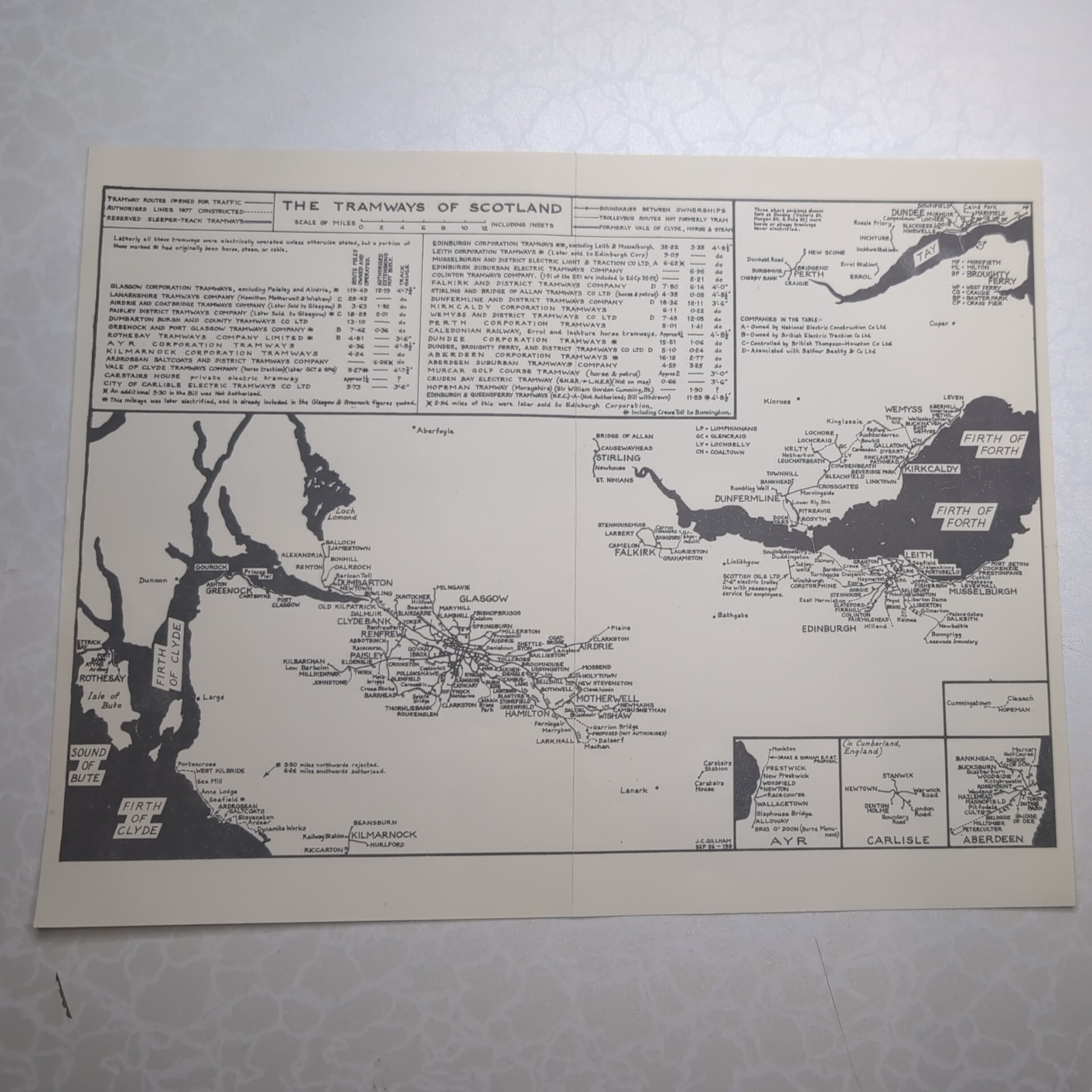 Original 1958 Map Of The Tramways Of Scotland Great Britain