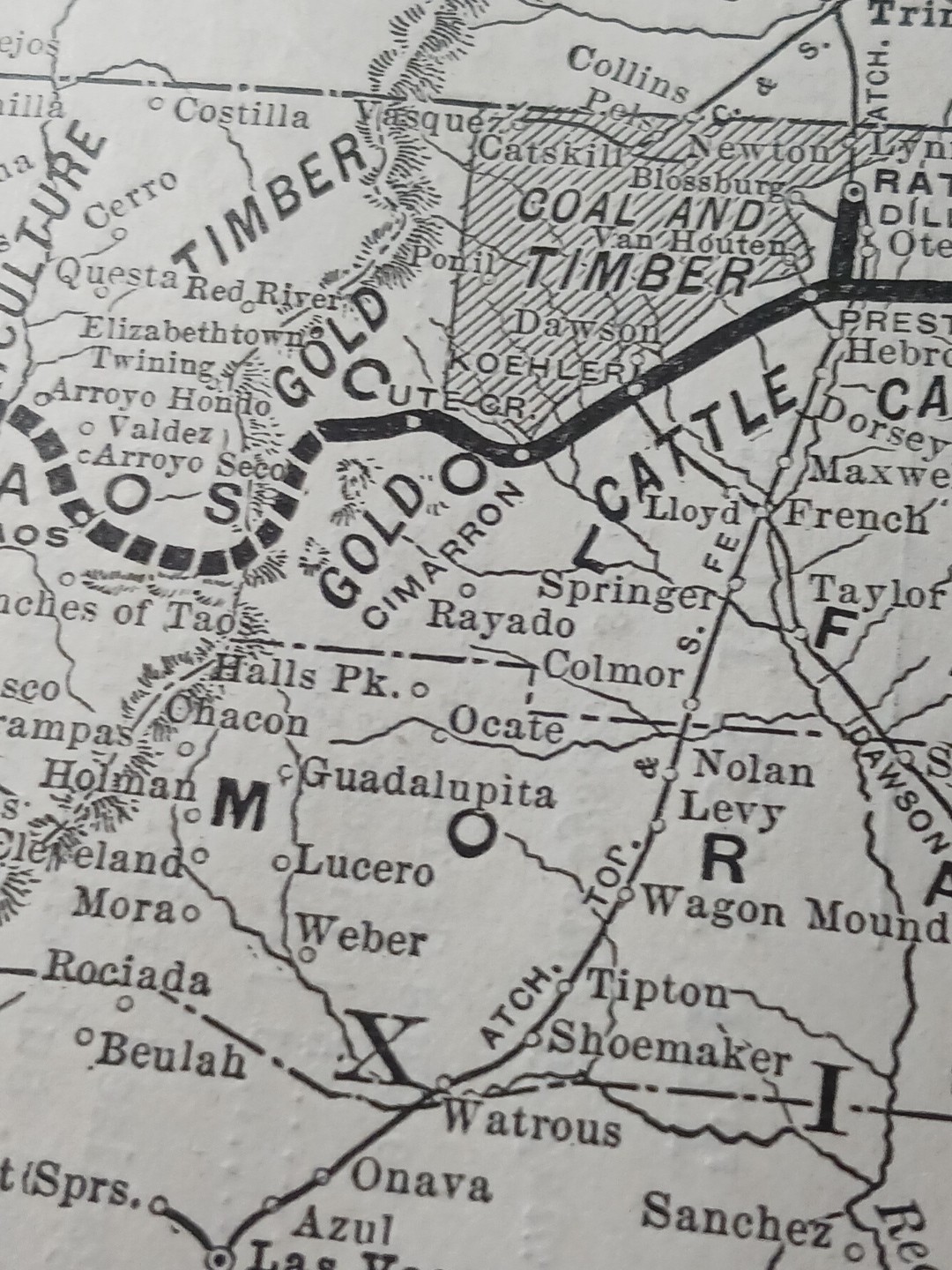 1905 Map ST LOUIS ROCKY MOUNTAIN & PACIFIC RAILROAD Coal Timber Gold New Mexico