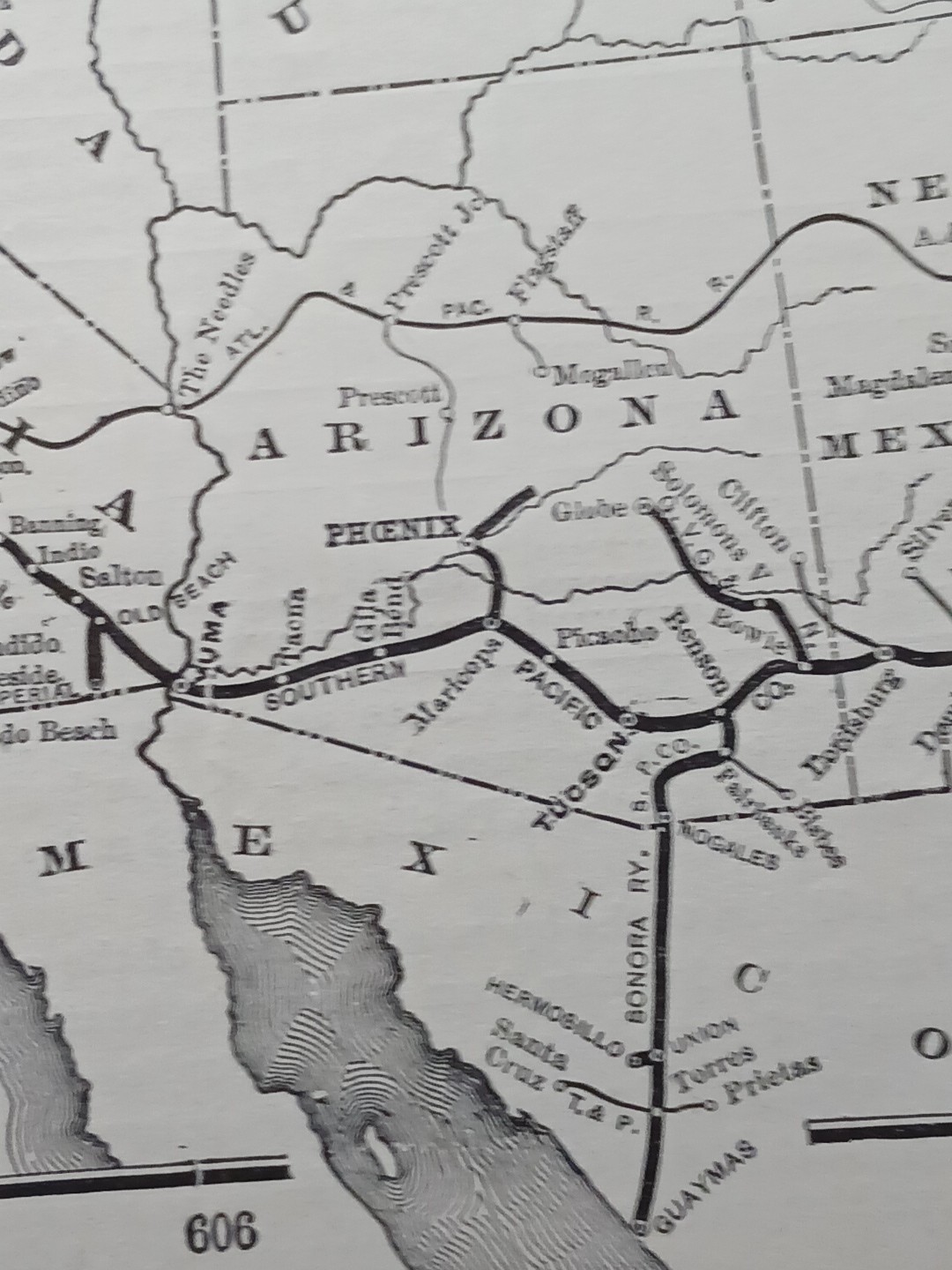 ~1904 Train Route Map SOUTHERN PACIFIC SYSTEM California Arizona Railroad Lines