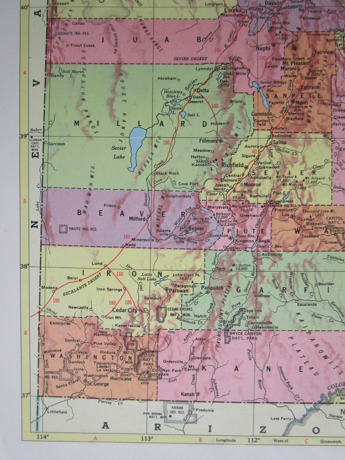 TX UT 1958 TEXAS RAILROAD MAP. PARIS & MT PLEASANT RR ~or~ UTAH 1950s