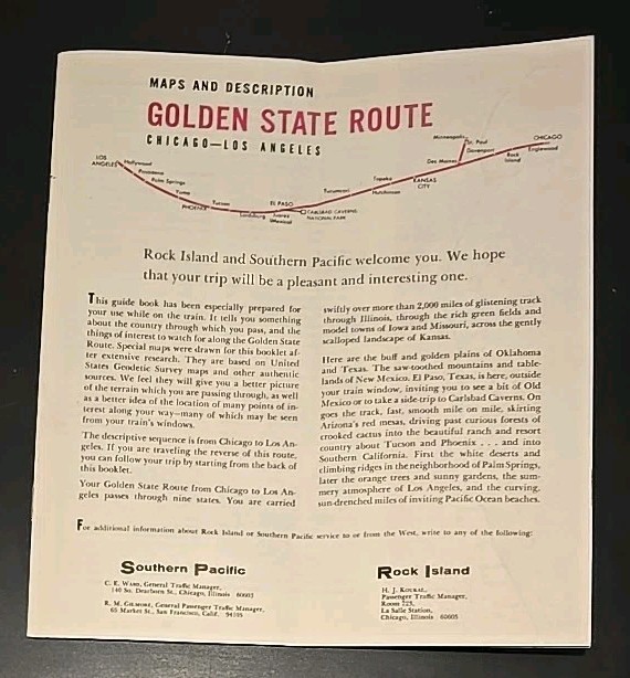 Golden State Route Maps & Description 1963 Rock Island Southern Pacific Railroad