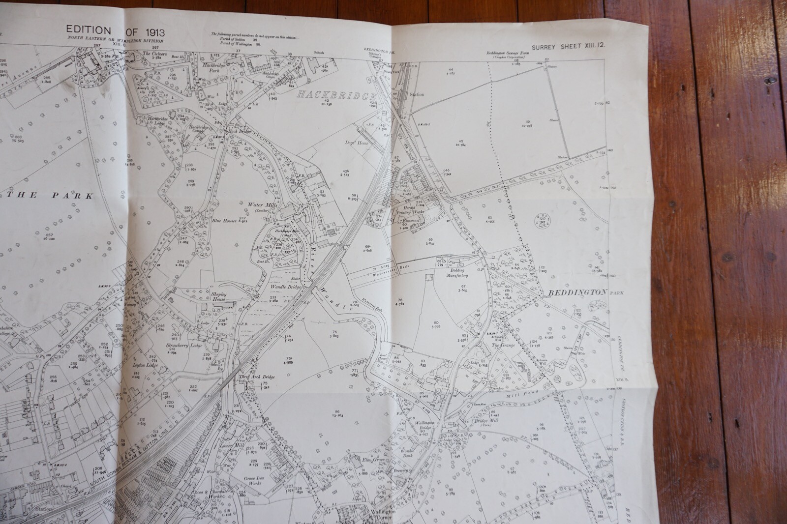 1913 Carshalton South london & Peckham & Sutton OS Railway Map