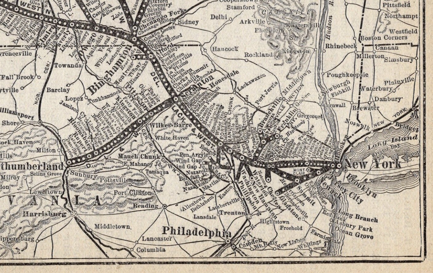 1910 Delaware Lackawanna & Western Railroad Map Vintage Railway Map 2085
