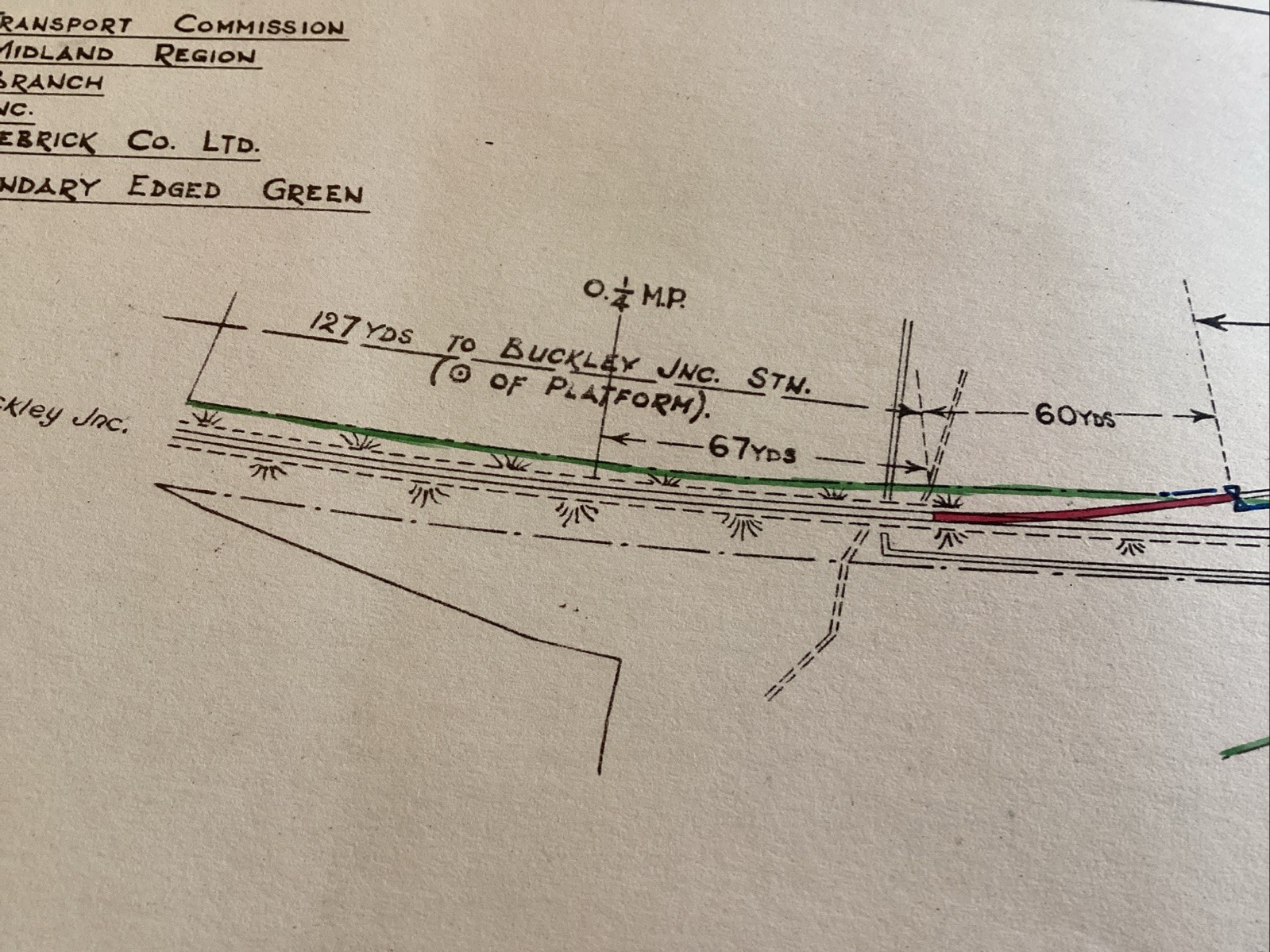 LONDON MIDLAND REGION RAILWAY BUCKLEY BRANCH engineers Plan~20.5cm X 47cm