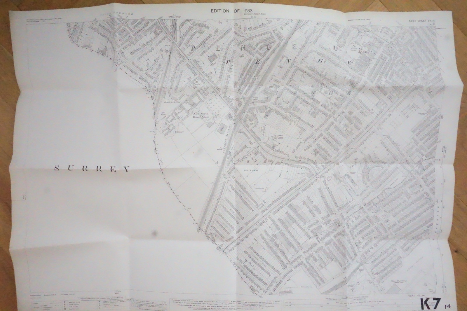 1933 Surrey Anerley Penge Southern Railway OS Railway Map *
