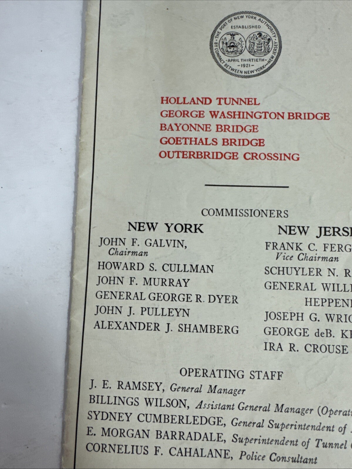 RARE 1938 New York City Map NYC Road Highway Bridge Tunnel PORT AUTHORITY