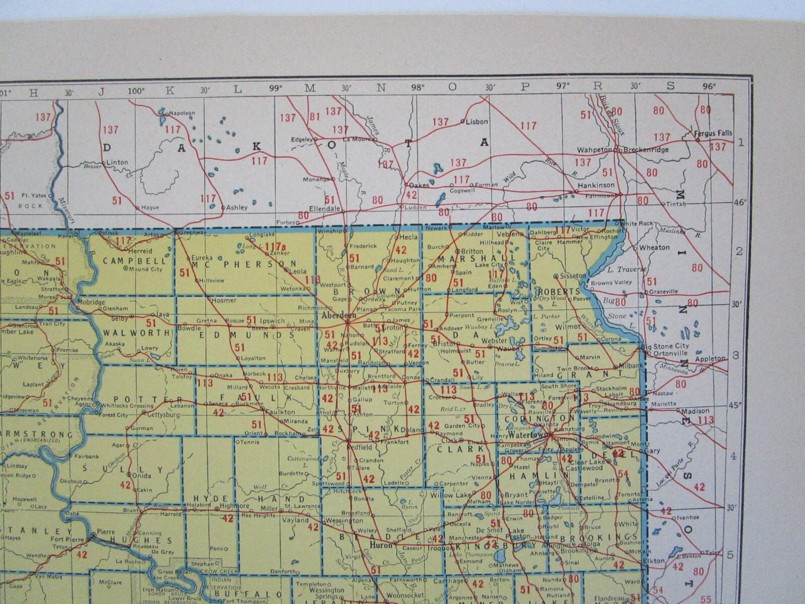 TN SD Vtg 1942 TENNESSEE RAILROAD Map. SMOKY MOUNTAIN RR ~or~ SOUTH DAKOTA