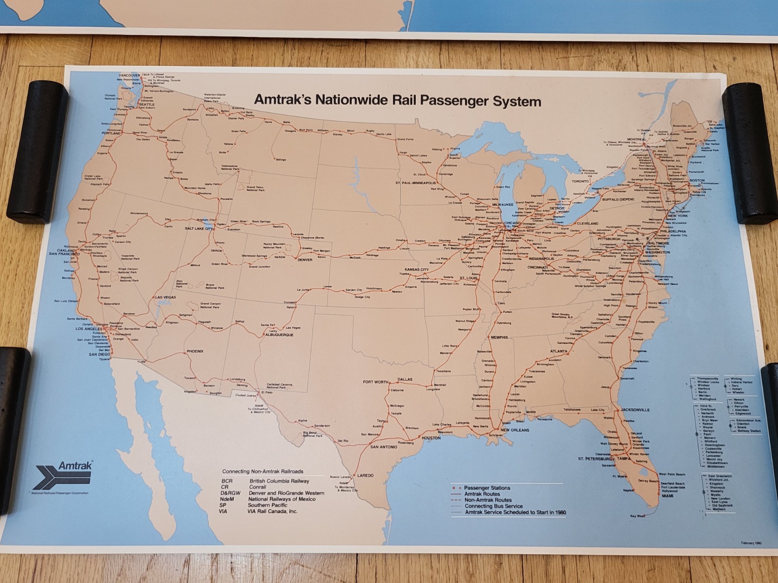 X2 Amtrak’s Nationwide Rail Passenger System 1980 Map Posters Railroad Train…