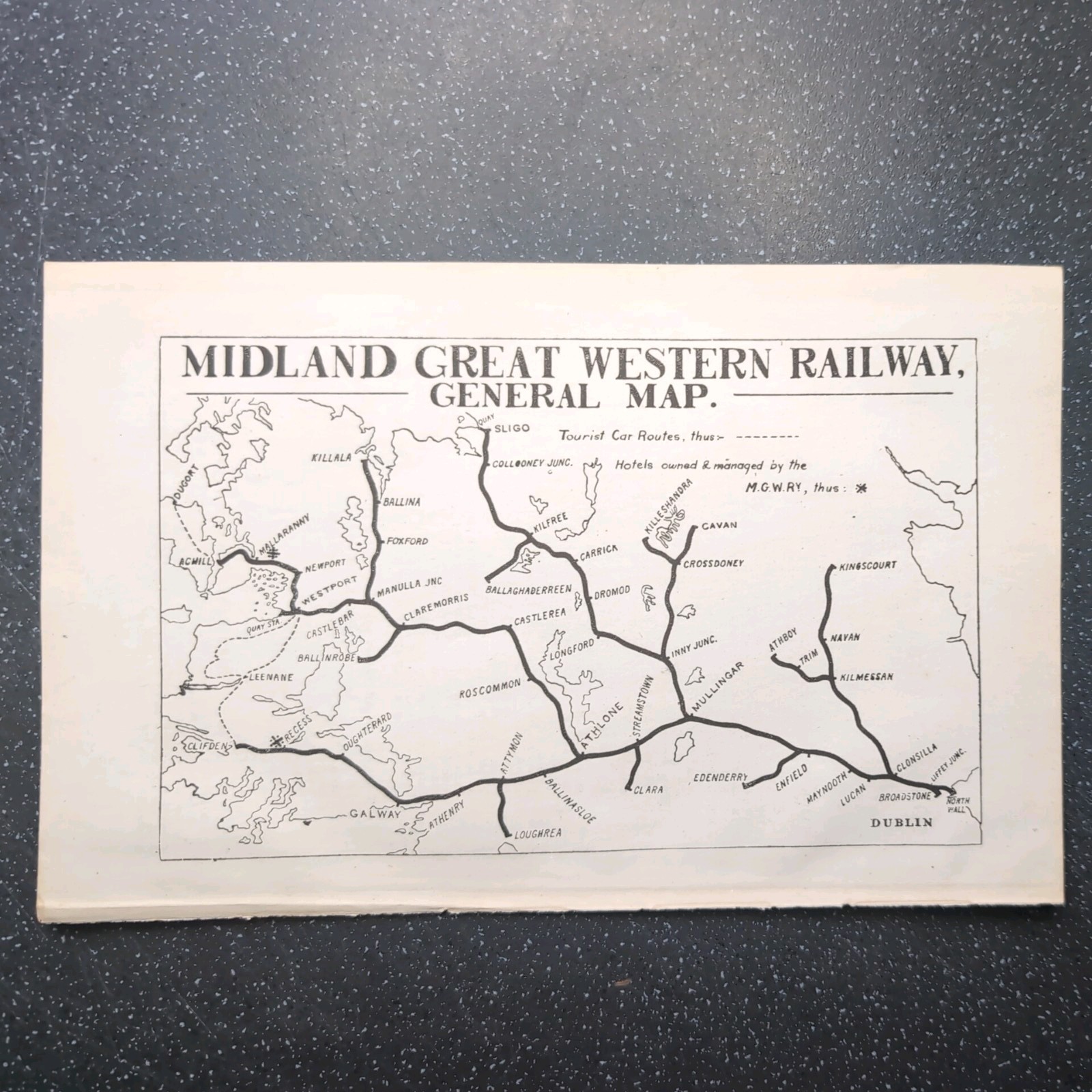 Original 1919 Map Of Midland Great Western Railway General Map