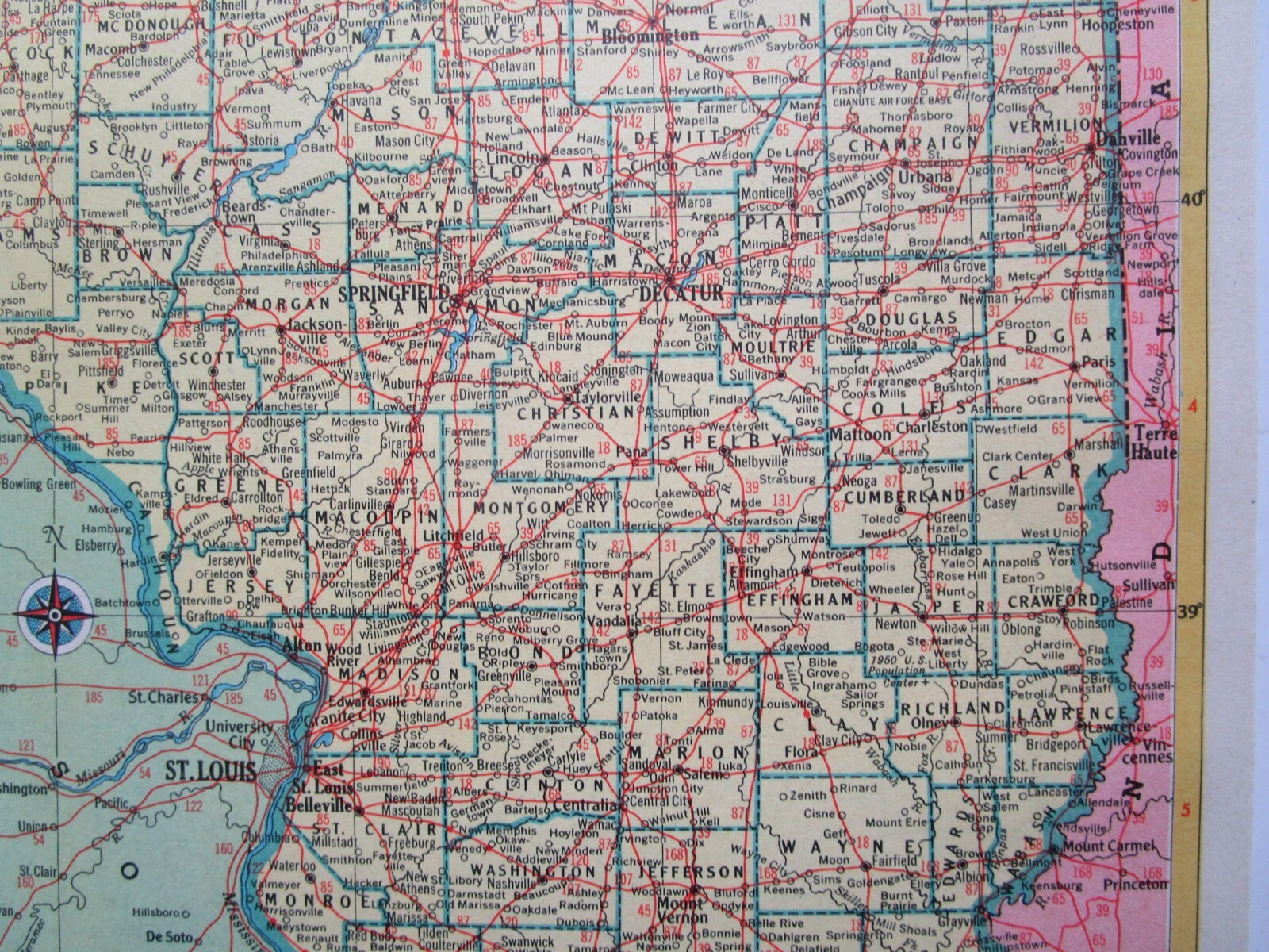 IL ID 1952 ILLINOIS RAILROAD Map. La SALLE & BUREAU CO RR, ERIE, WABASH or IDAHO