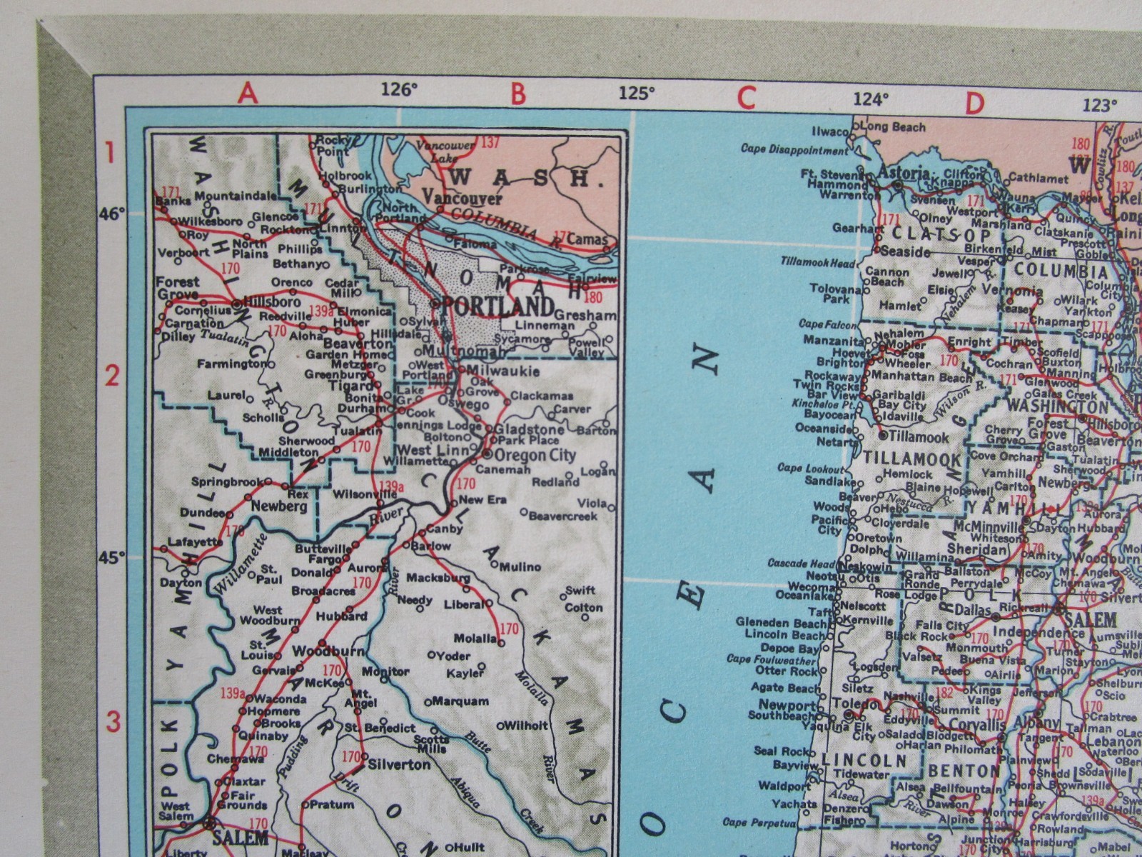 OR OK Vintage 1951 OREGON RAILROAD MAP. SUMPTER VALLEY RR or OKLAHOMA. OSAGE RR