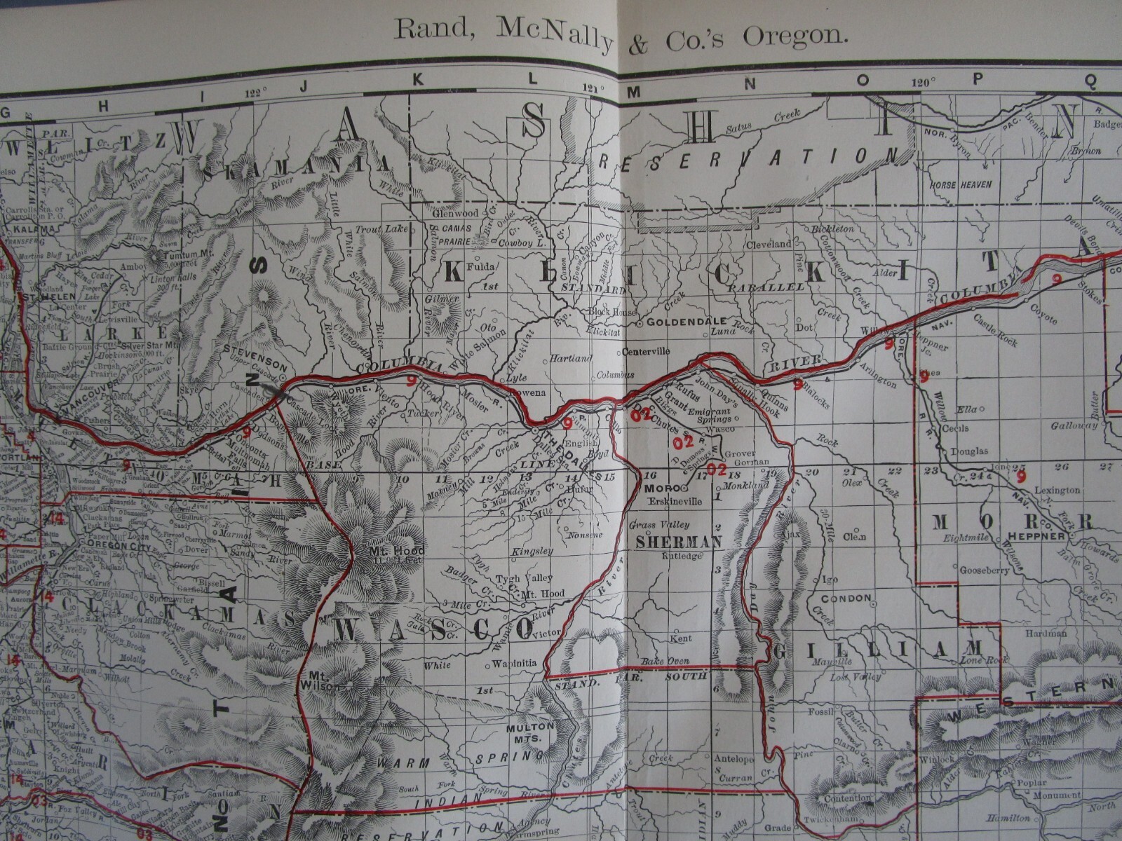 OR 1898 DATED OREGON STEAM RAILROAD Map. COOS BAY, ROSEVILLE, & EASTERN RR.