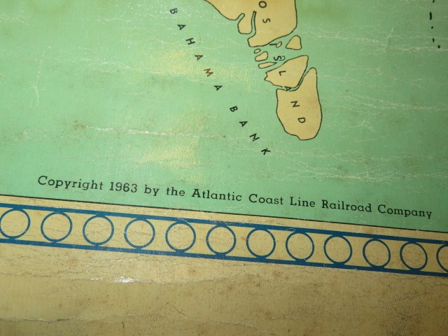Lg Vtg 1963 Atlantic Coast Line Railroad Wall Map 34 1/2″ x 44 1/2″ Wood
