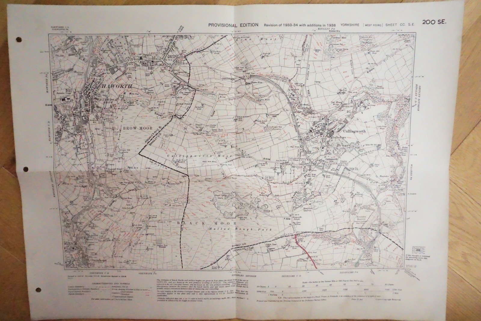 1938 Browmoor Naworth Blackmoor Yorkshire LNER Railway OS Linen Map Ref 84**