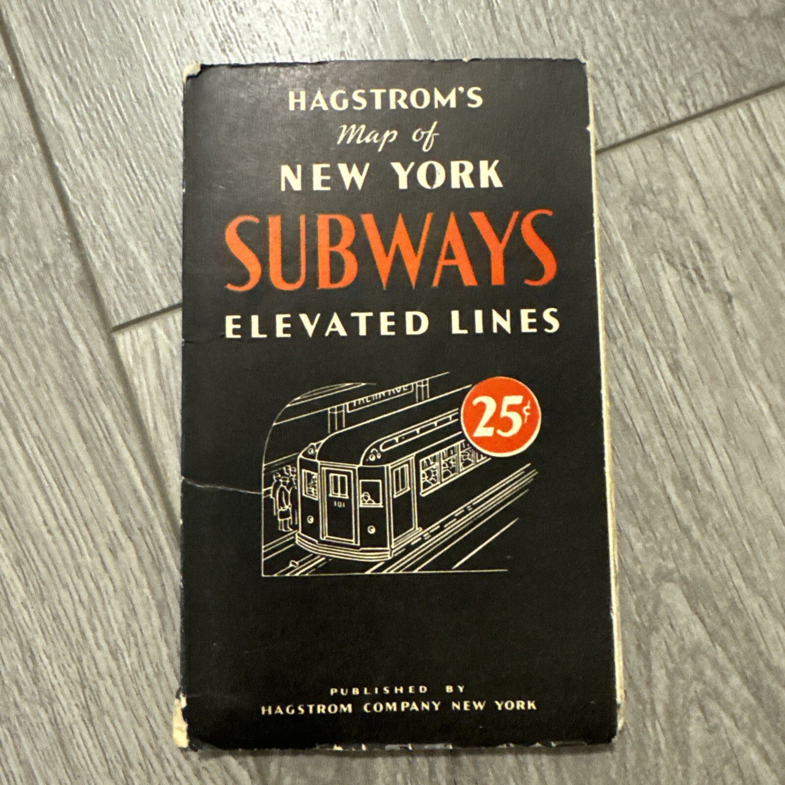 HAGSTROM’S MAP OF NEW YORK SUBWAYS ELEVATED LINES 1947 SOFT COVER FOLDED $.50
