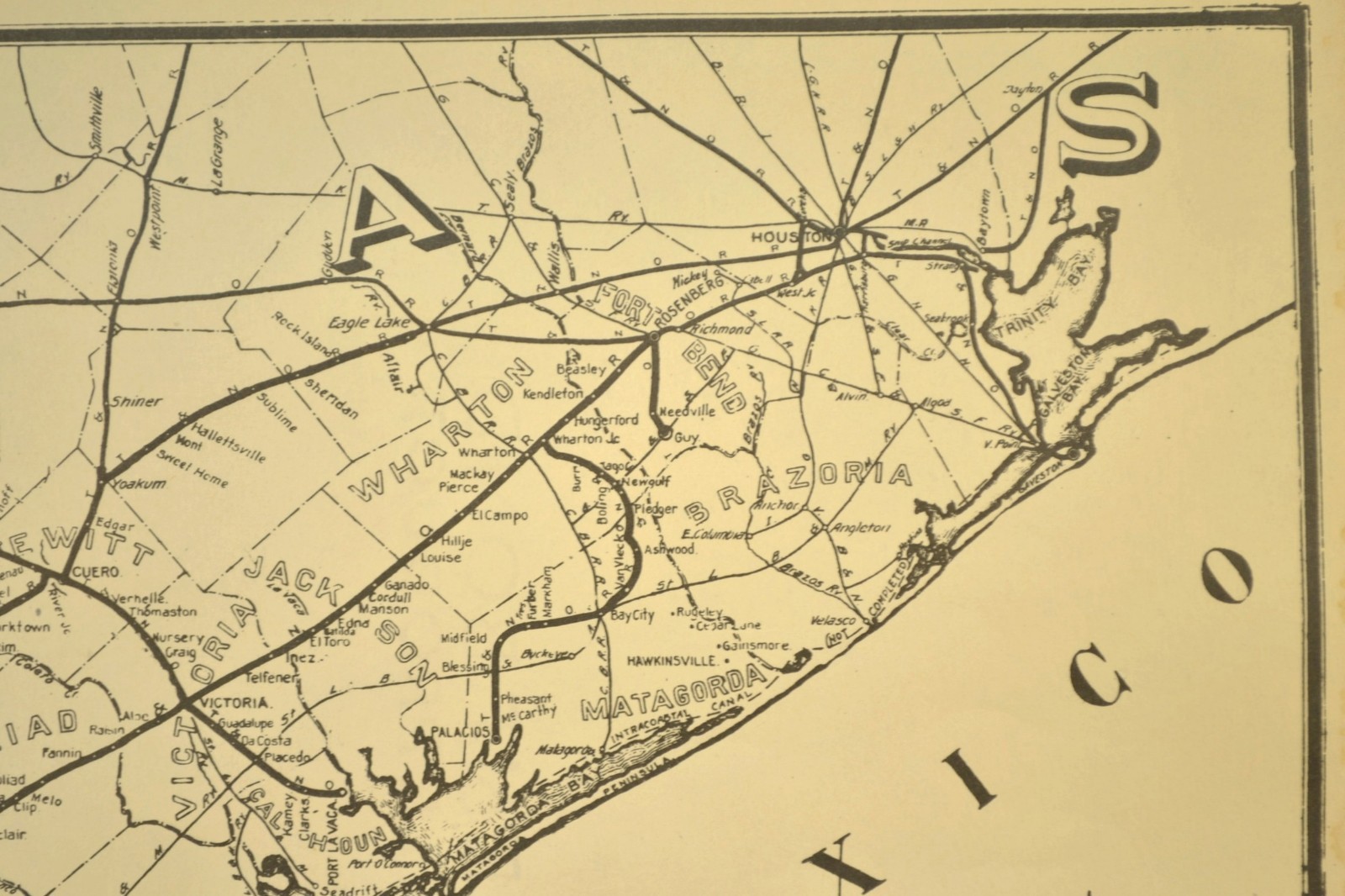 Southern Pacific Railroad Map Victoria Division Sunset Route T&NO Corpus Christi