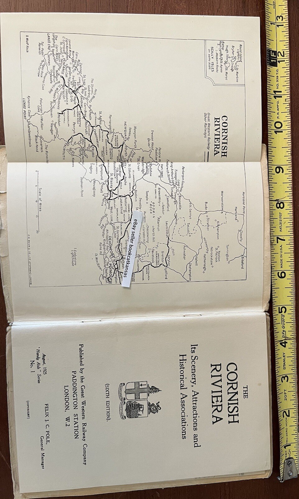 1932 Big Britain Railroad Map Cornish Riviera Guide Book Great Western Railway