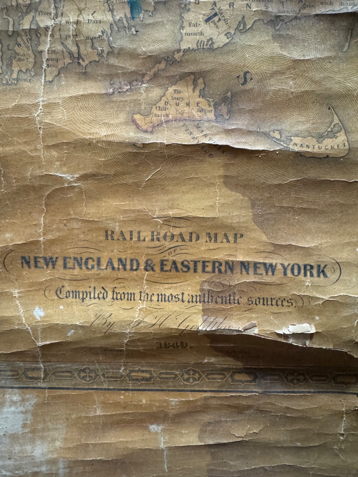 New England and Western NY Railroad Map 1849 by F. H. Goldthwait