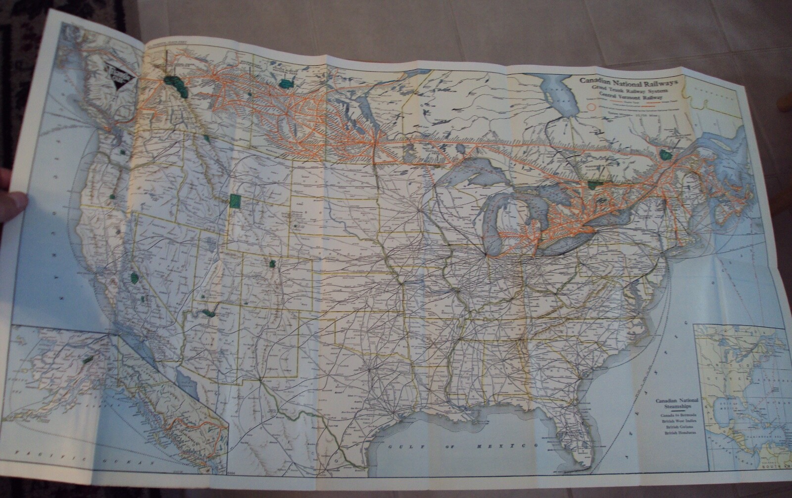 1931 ‘TOURIST’S MAP’ of CANADA~Canadian National RAILWAYS~West Indies/BERMUDA~