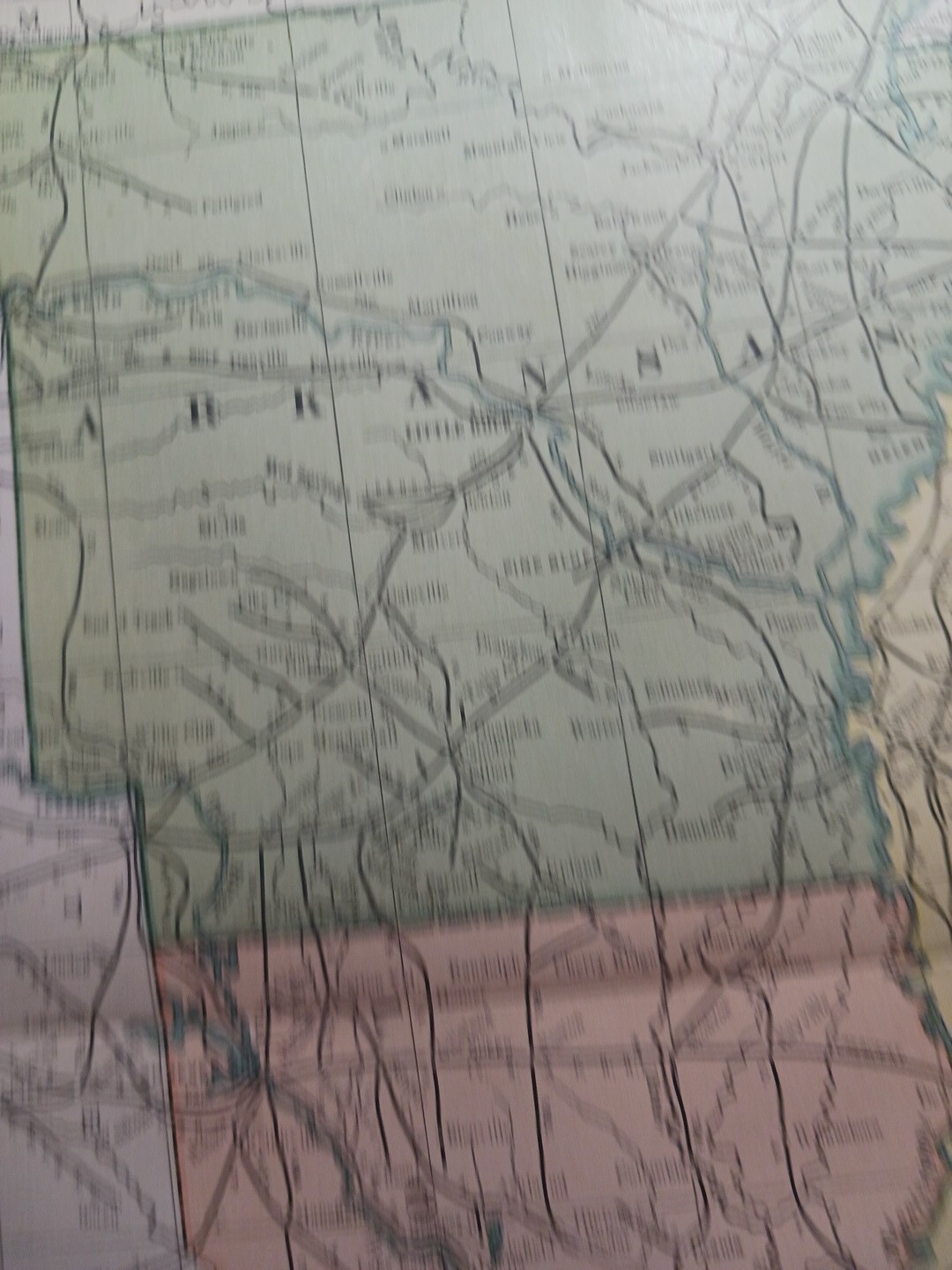 1902 Train Route Map ARKANSAS Mississippi LA all Railroad Lines Stations 11×9″