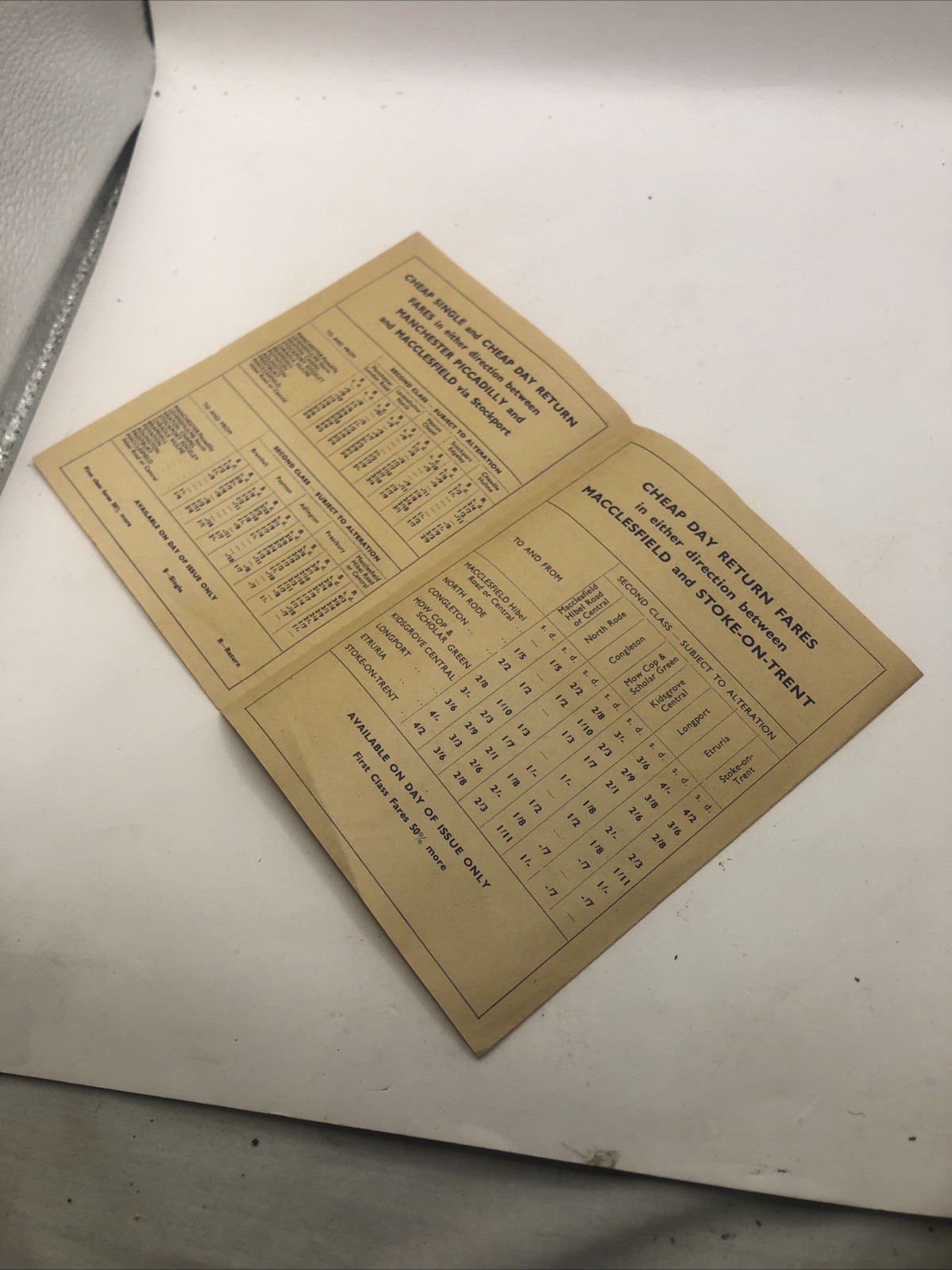 1960 British Railways Diesel Service Timetable Manchester , Picca , Macclesfield