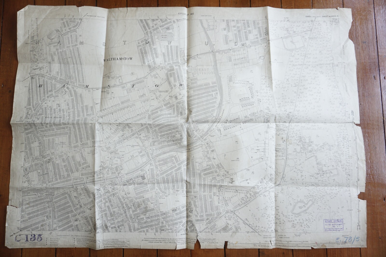 1919 Walthamstow GER Great Eastern OS Railway Map