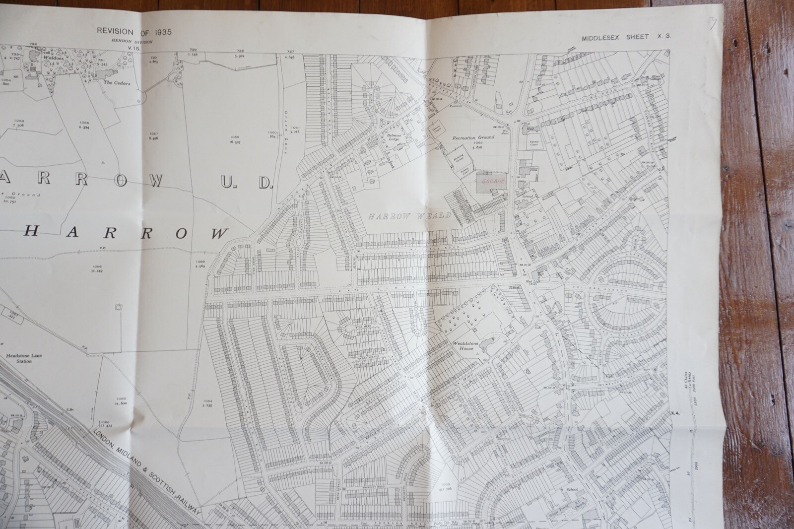1936 Harrow Middlesex London LMS OS Railway Map