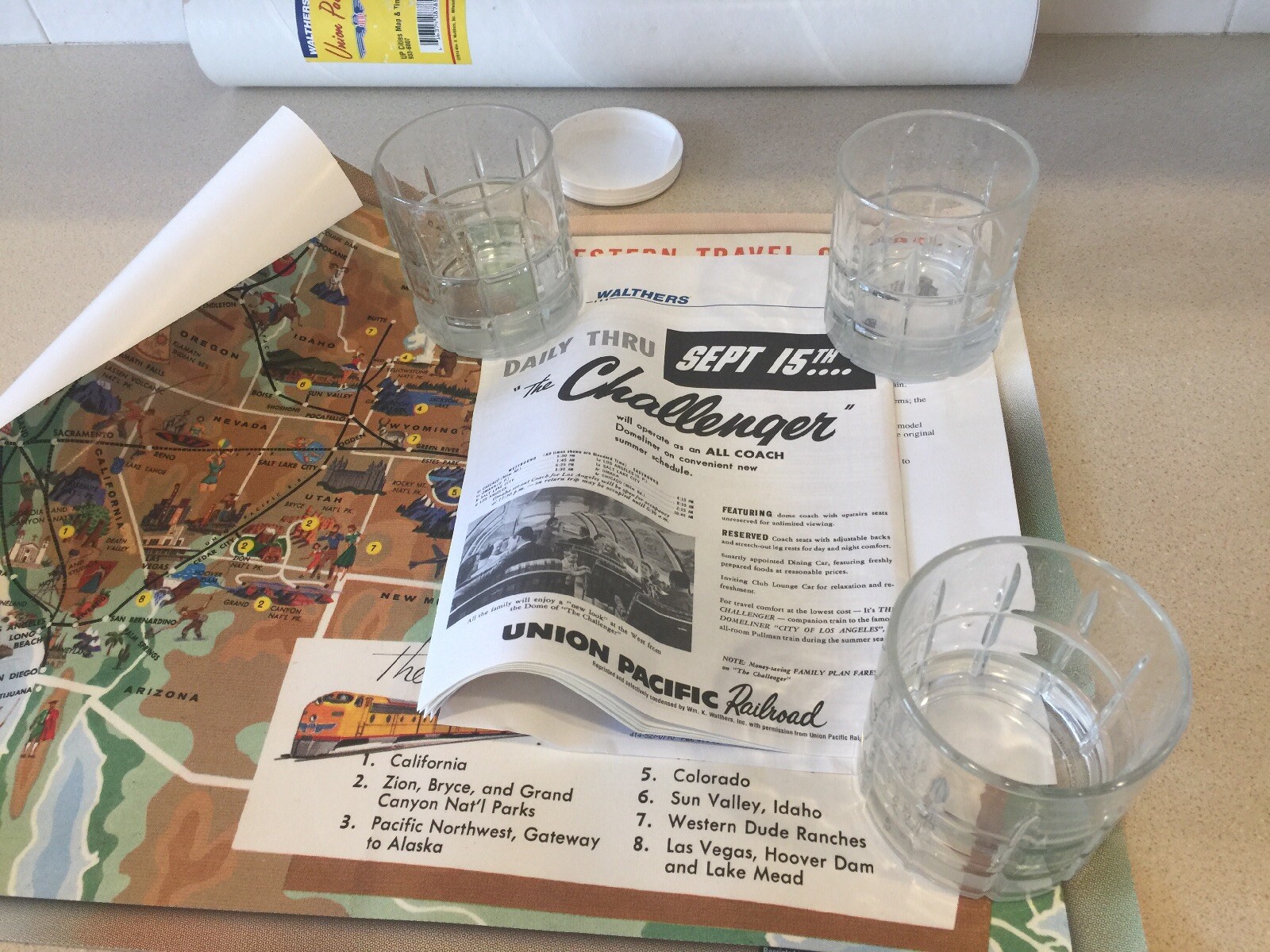 Union Pacific West Line Map Poster Time Tables Old Railroad Train UPRR Walthers