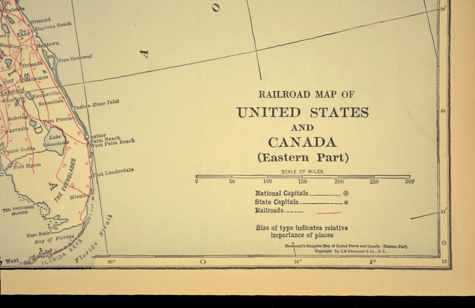 Vintage Eastern UNITED STATES Railroad Map East US Railway Wall Art Antique