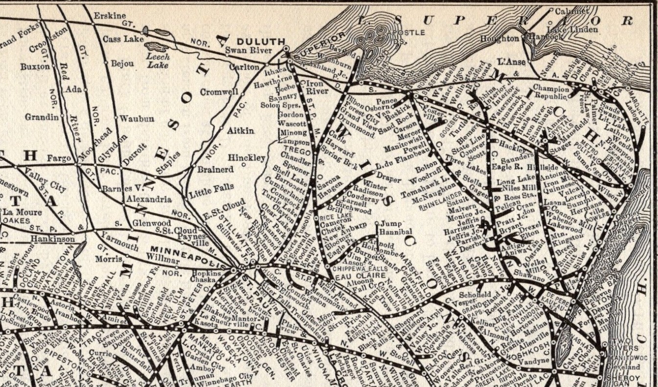 1908 Chicago and Northwestern Railway Map Wyoming Northwestern Railway 1625