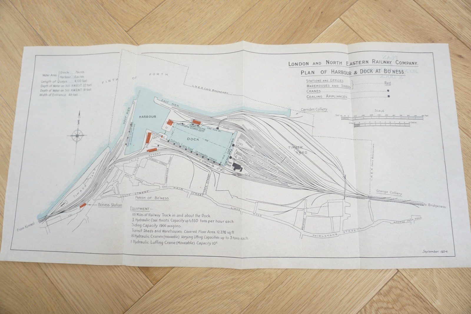 1934 LNER Bo’Ness Harbour & Docks Railway Plan Map