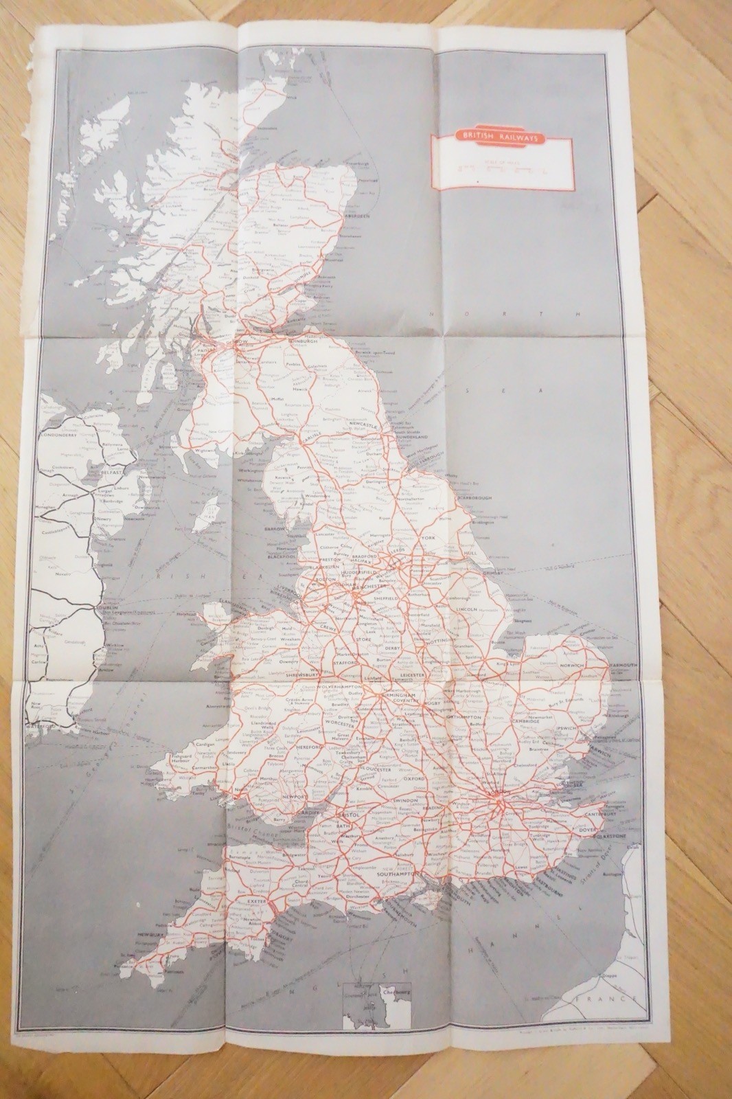 1953 British Rail Passenger Network Railway System Map