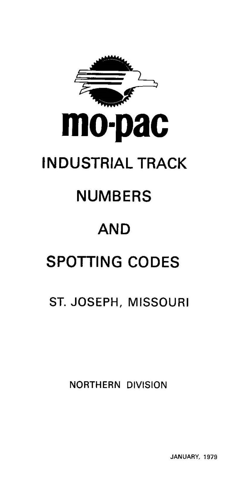 Missouri Pacific 1979 St Joseph Track Numbers & Spotting Codes PDF Pages on DVD