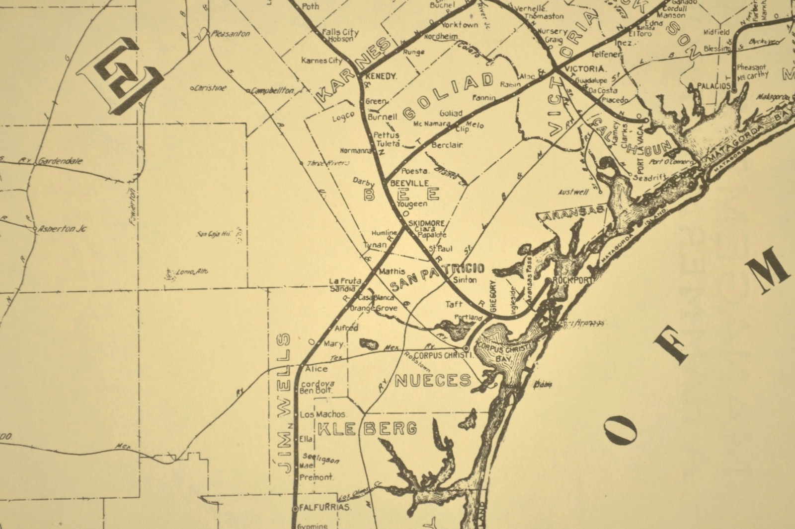 Southern Pacific Railroad Map Victoria Division Sunset Route T&NO Corpus Christi