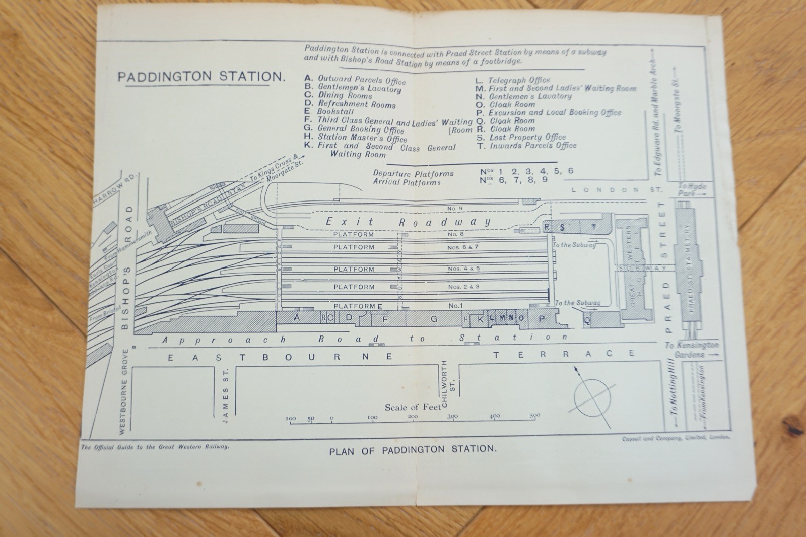 1909 GWR Paddington Station Original Railway Map