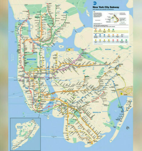 Official MTA NYC New York Subway Train Map THE MAP Full Size 23″x28″ (Latest)