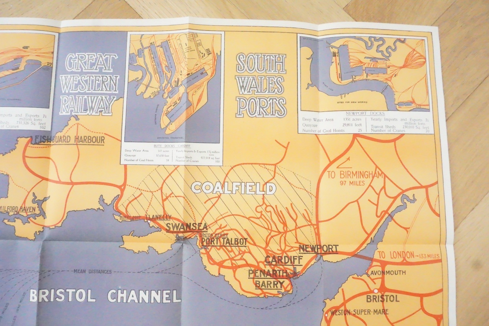 1928 GWR The South Wales Seaboard Harbour & Docks Railway Map